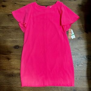 NWT hot pink ruffle sleeve mini dress